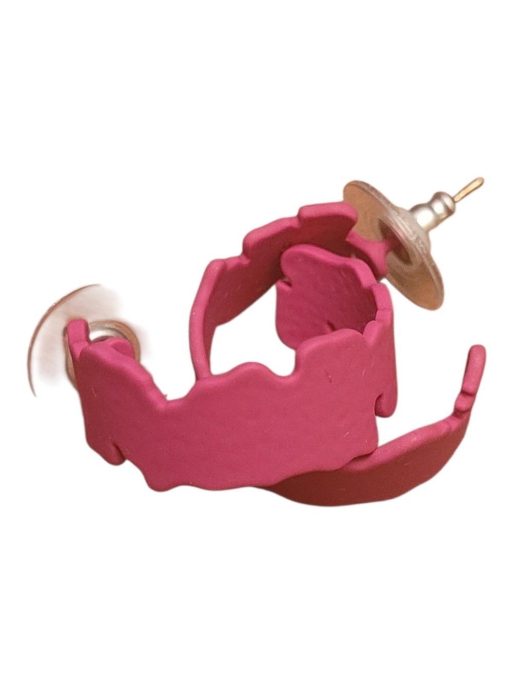 Pink Scalloped Hoop Earrings